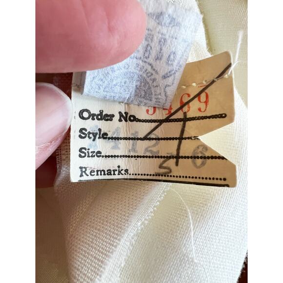 Vintage 60s Linen Wedding Dress Murray Hamburger ILGWU Lace Trim Gown Train 2 - Picture 16 of 16